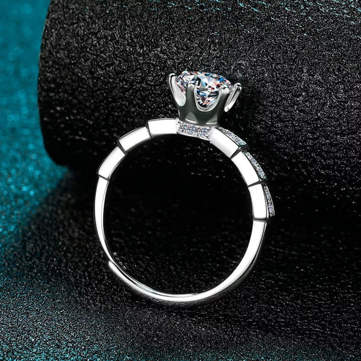 1 Carat Moissanite Sterling Silver Ring - alternate ring view