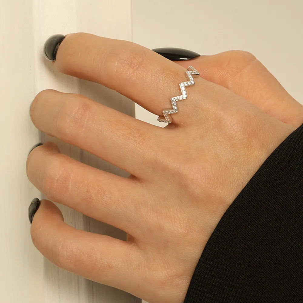 Wave Shape Sterling Silver Ring in Silver - women's ring