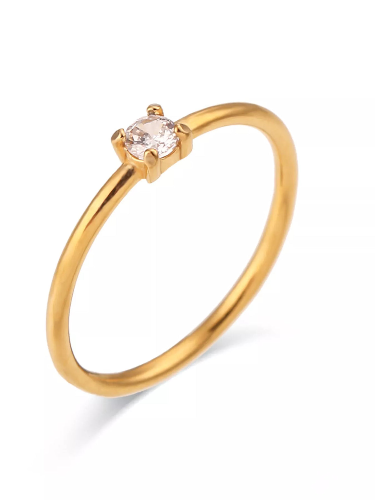18K Gold-Plated Zircon Ring in Coral - women's ring