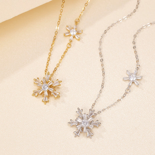 Snowflake Pendant Necklace in Gold - women's pendant necklace