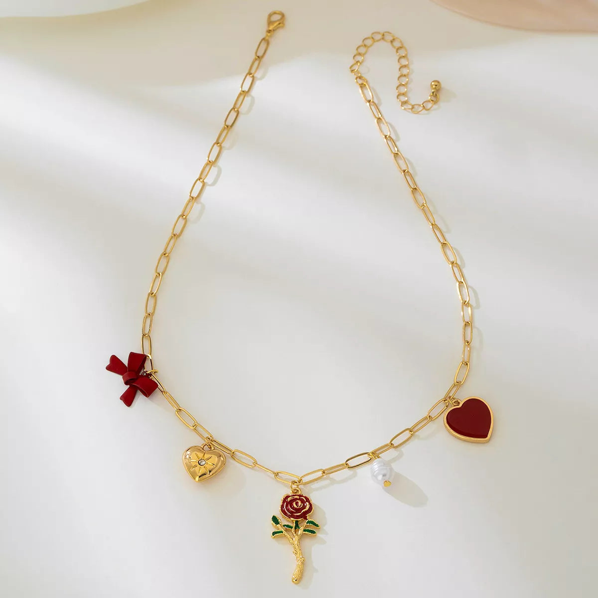 18K Gold-Plated Alloy Chain Necklace with Pendant - alternate necklace view
