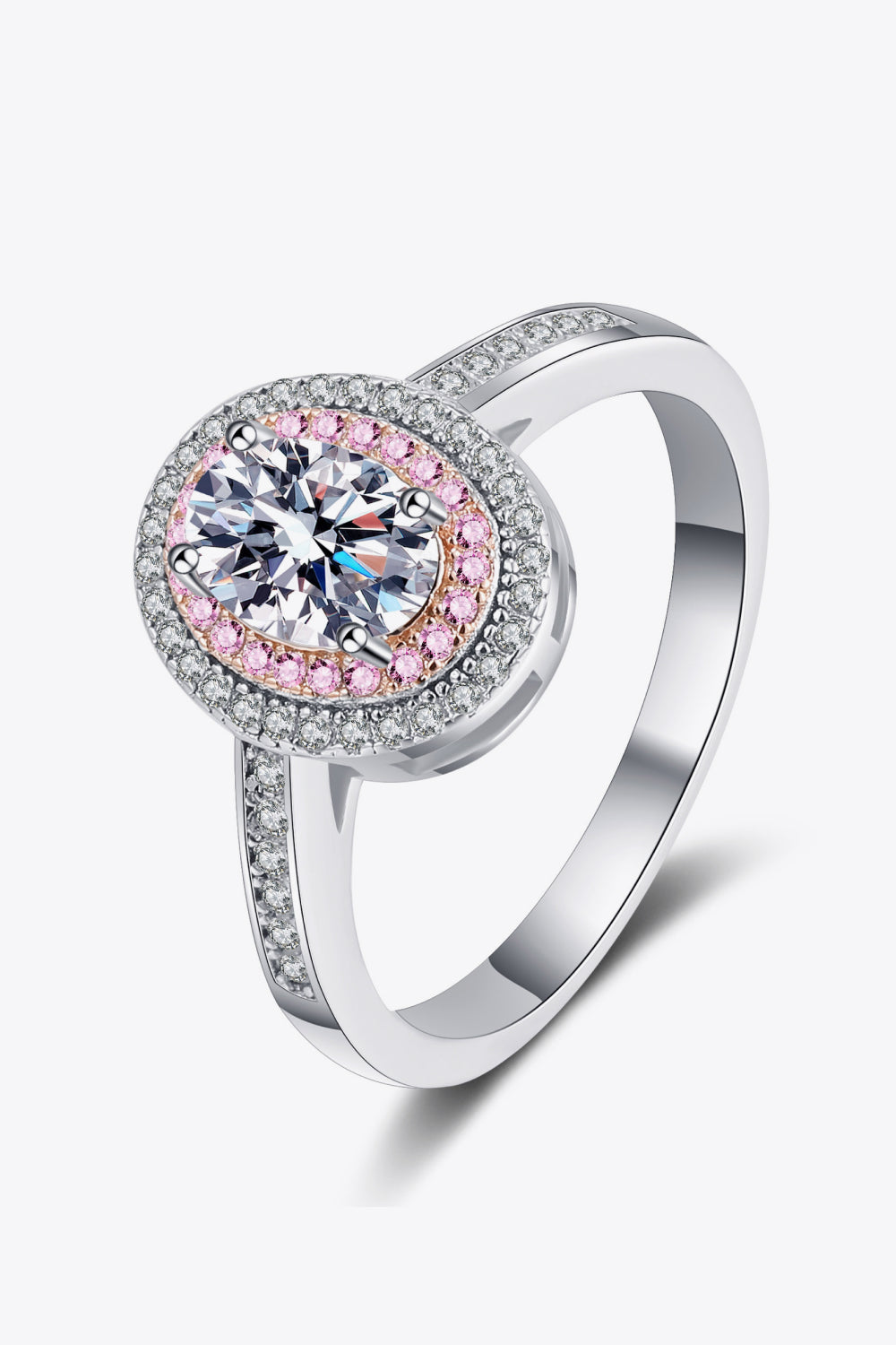 1 Carat Moissanite Sterling Silver Halo Ring in Silver - women's halo ring