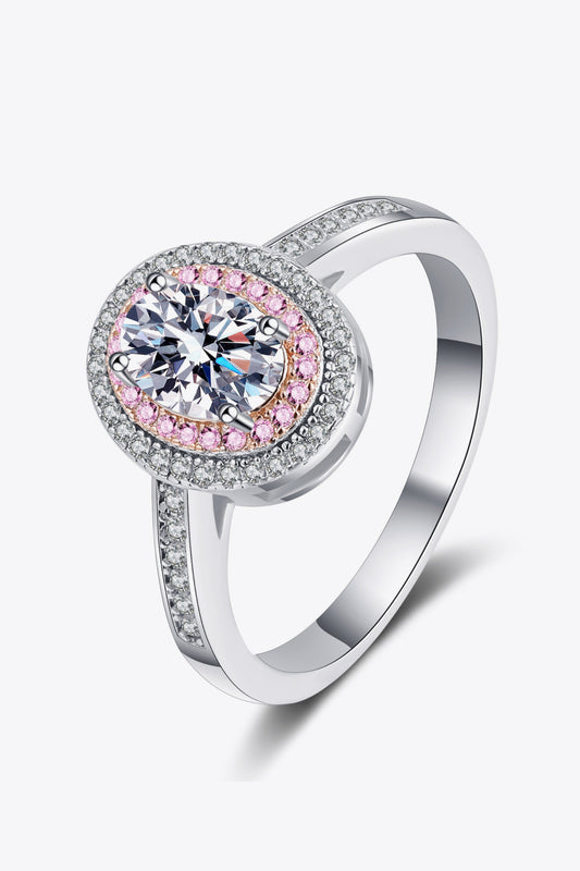 1 Carat Moissanite Sterling Silver Halo Ring in Silver - women's halo ring