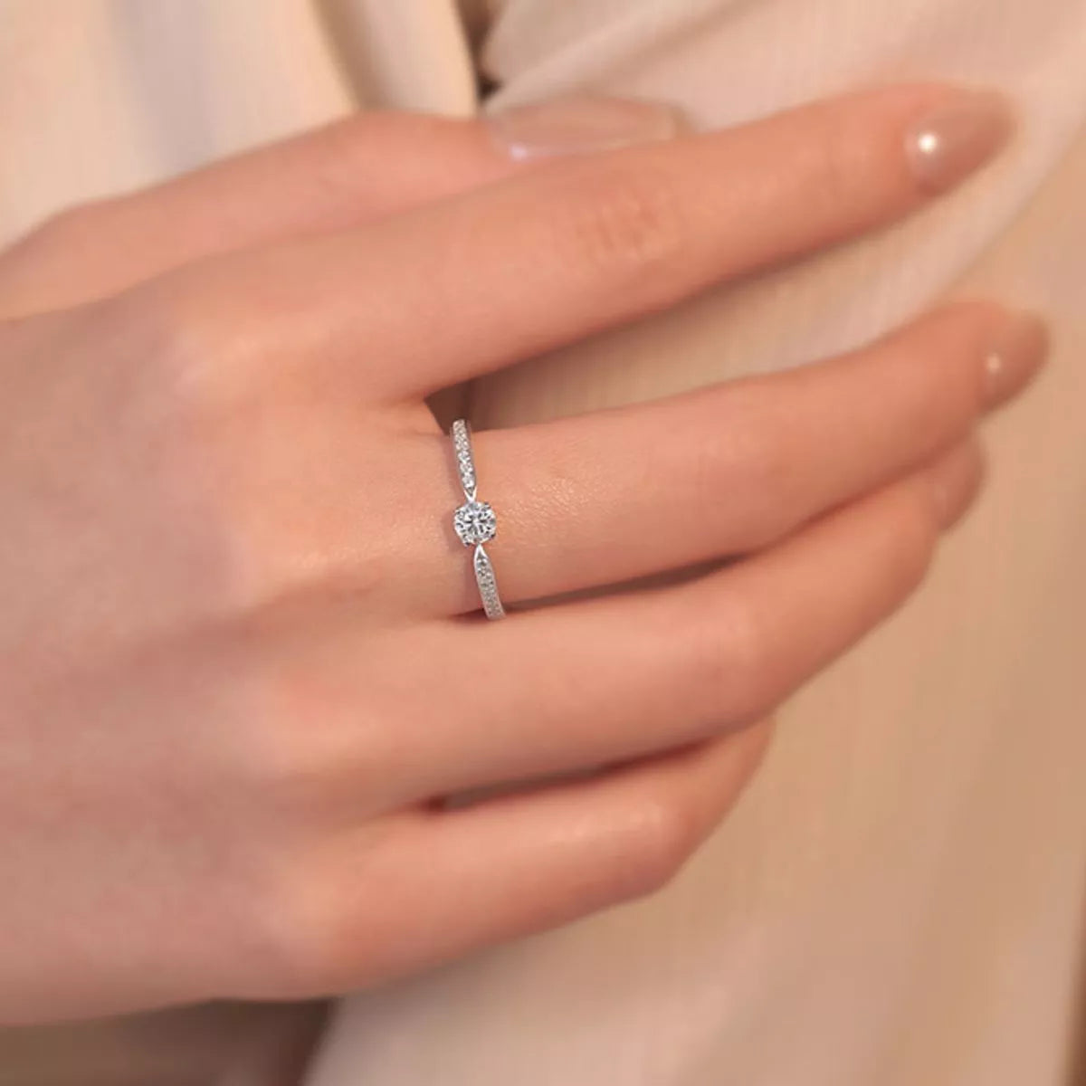 1 Carat Sterling Silver Moissanite Ring - alternate ring view
