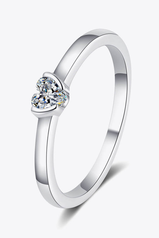 Heart-Shaped Moissanite Solitaire Ring in Silver - women's solitaire ring