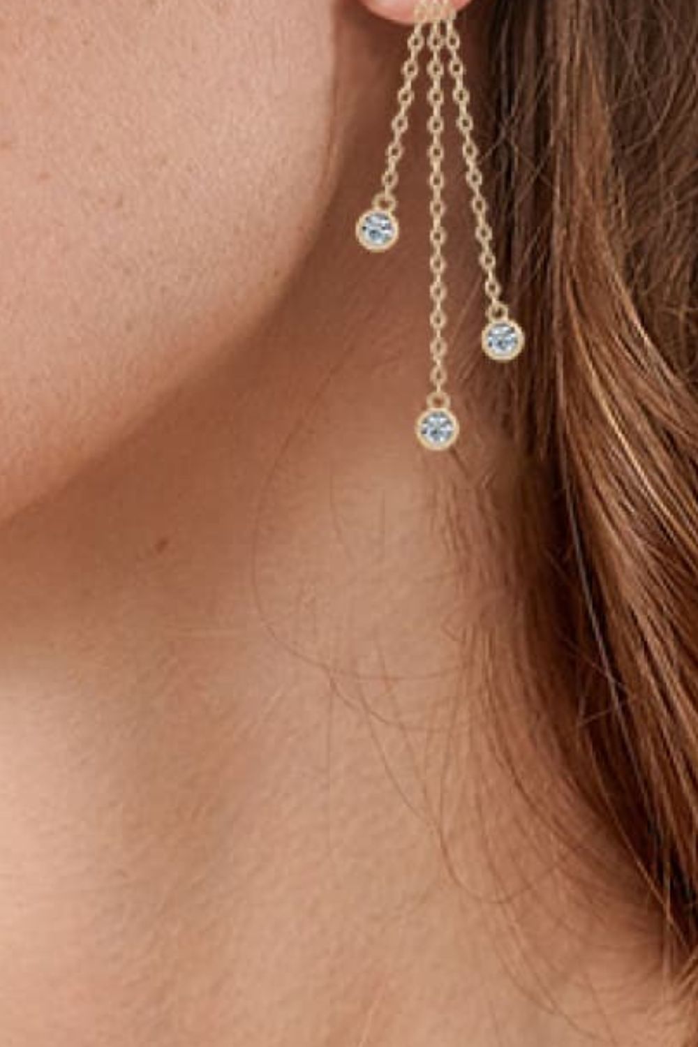 1.2 Carat Moissanite Layered Chain Earrings - alternate earring view