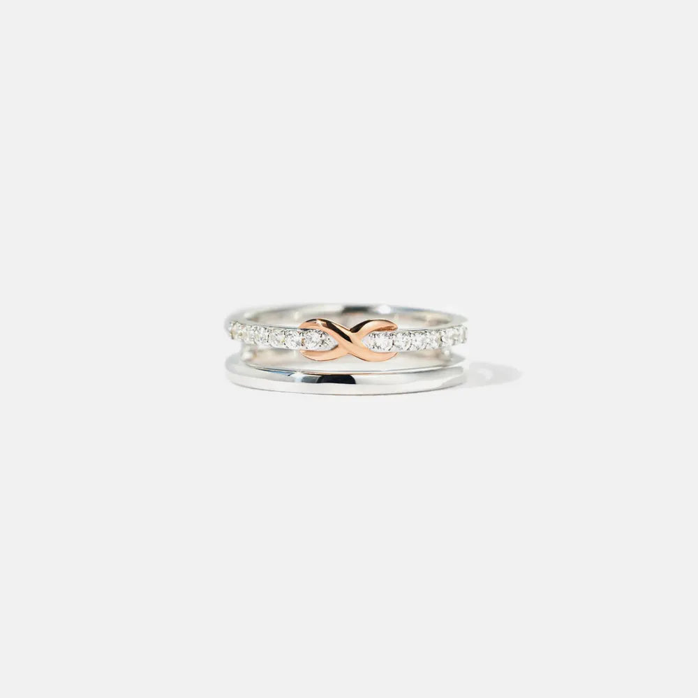 Double-Layered Zircon Sterling Silver Ring in Silver - women's ring