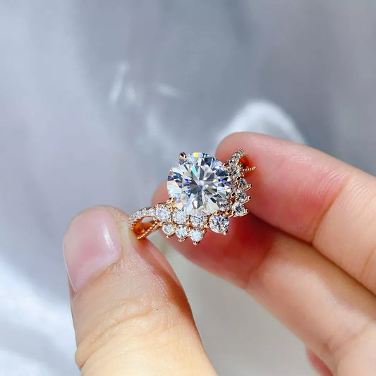 3 Carat Sterling Silver Moissanite Ring in Gold - women's ring