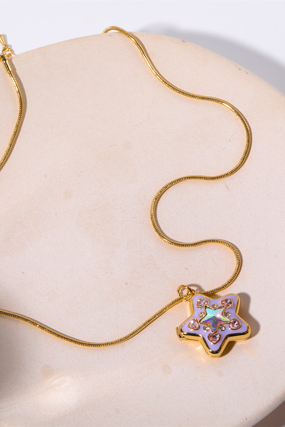 Rhinestone Decor Star Box Pendant Necklace - alternate necklace view