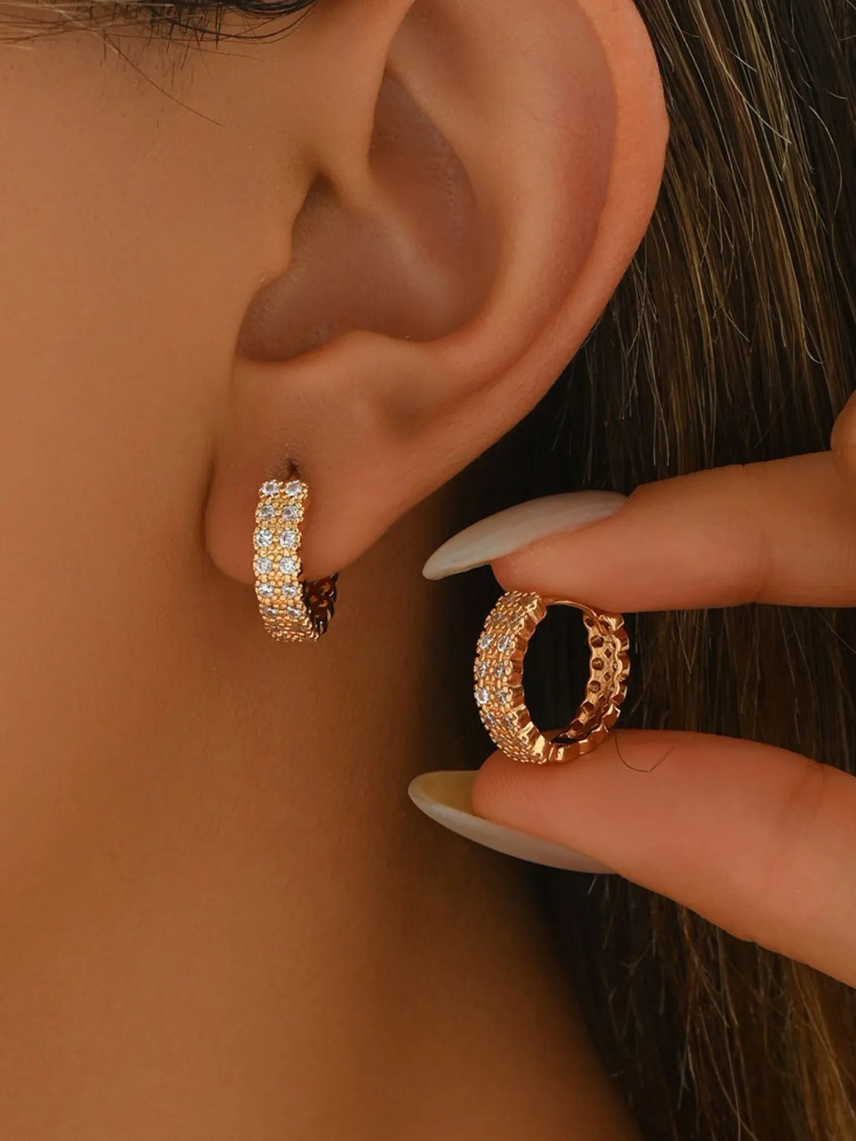 Inland Zircon Hoop Earrings in Gold - women's hoop earrings