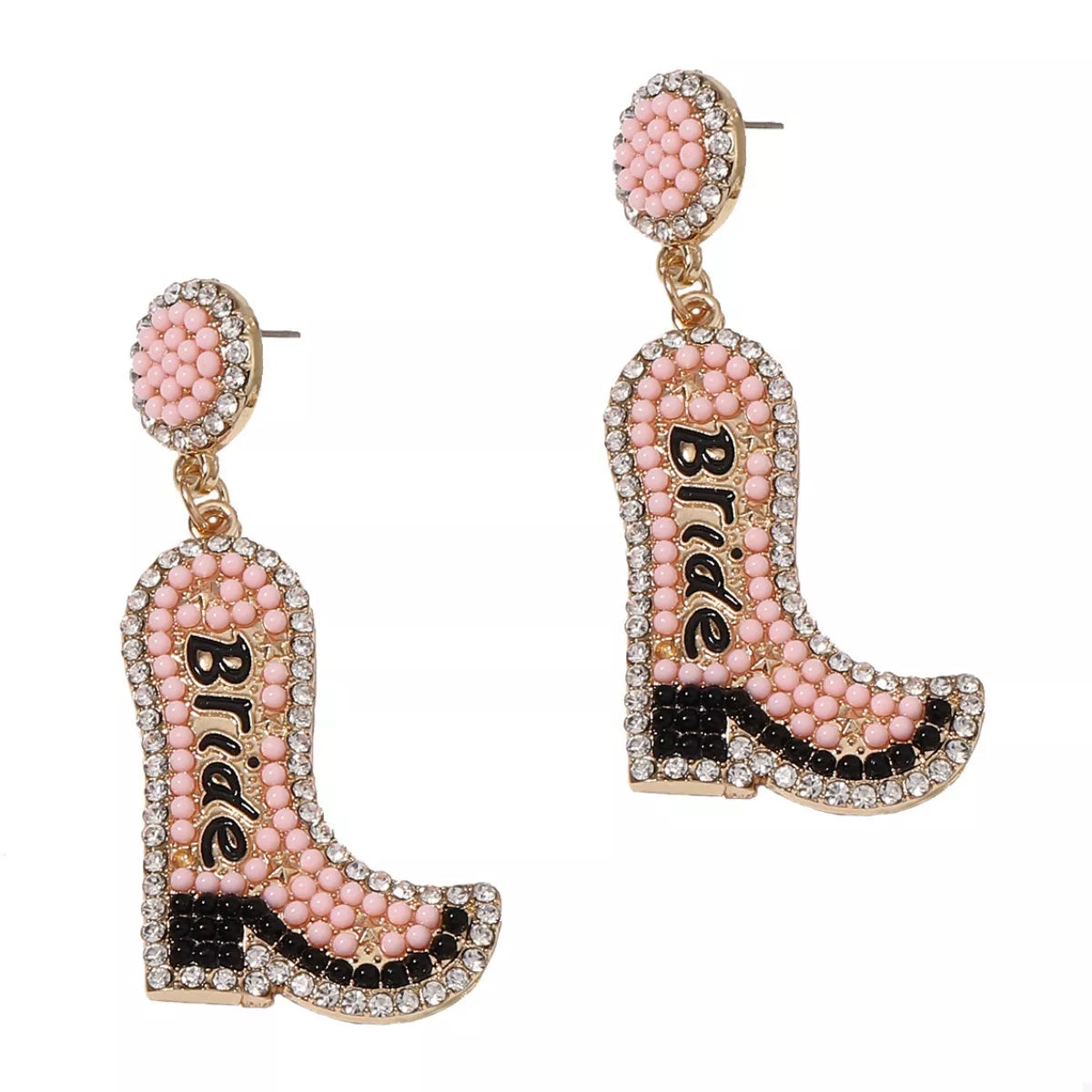 Bride Boot Dangle Earrings - alternate earring view