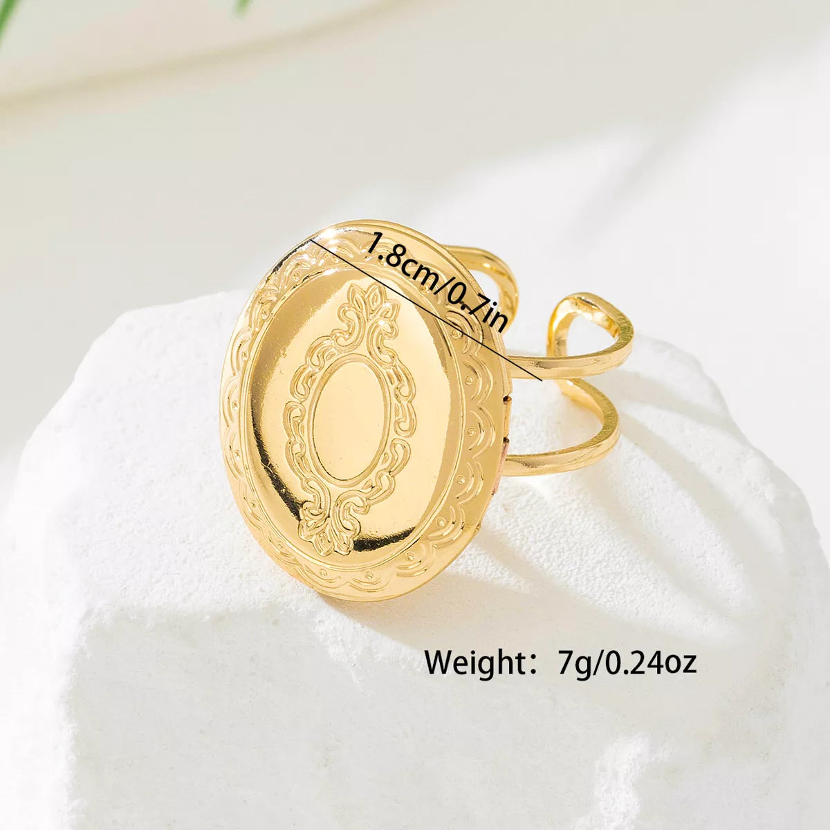 18K Gold-Plated Open Engraved Ring - alternate ring view