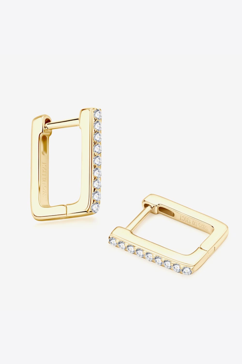 Moissanite Geometric Sterling Silver Earrings - alternate earring view