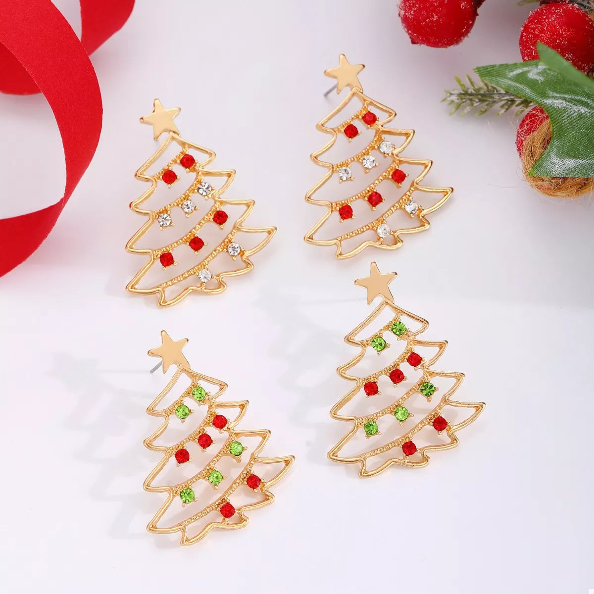 18K Gold-Plated Christmas Tree Earrings - alternate earring view