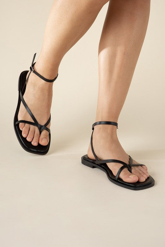 Ankle Strap Thong Flat Sandals