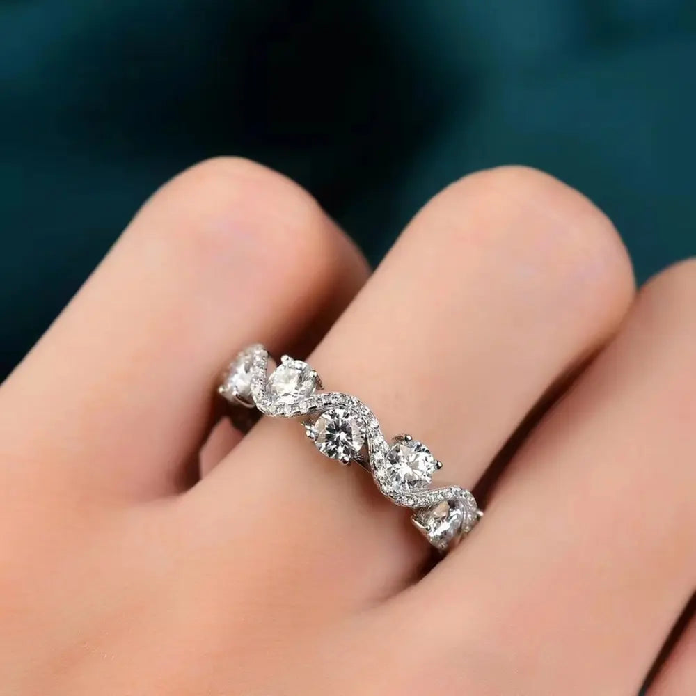Moissanite Sterling Silver Ring in Silver - women's ring