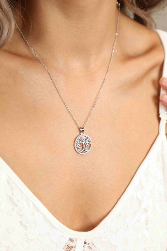 Adored Sterling Silver Moissanite Tree Pendant Necklace in Silver - women's pendant necklace