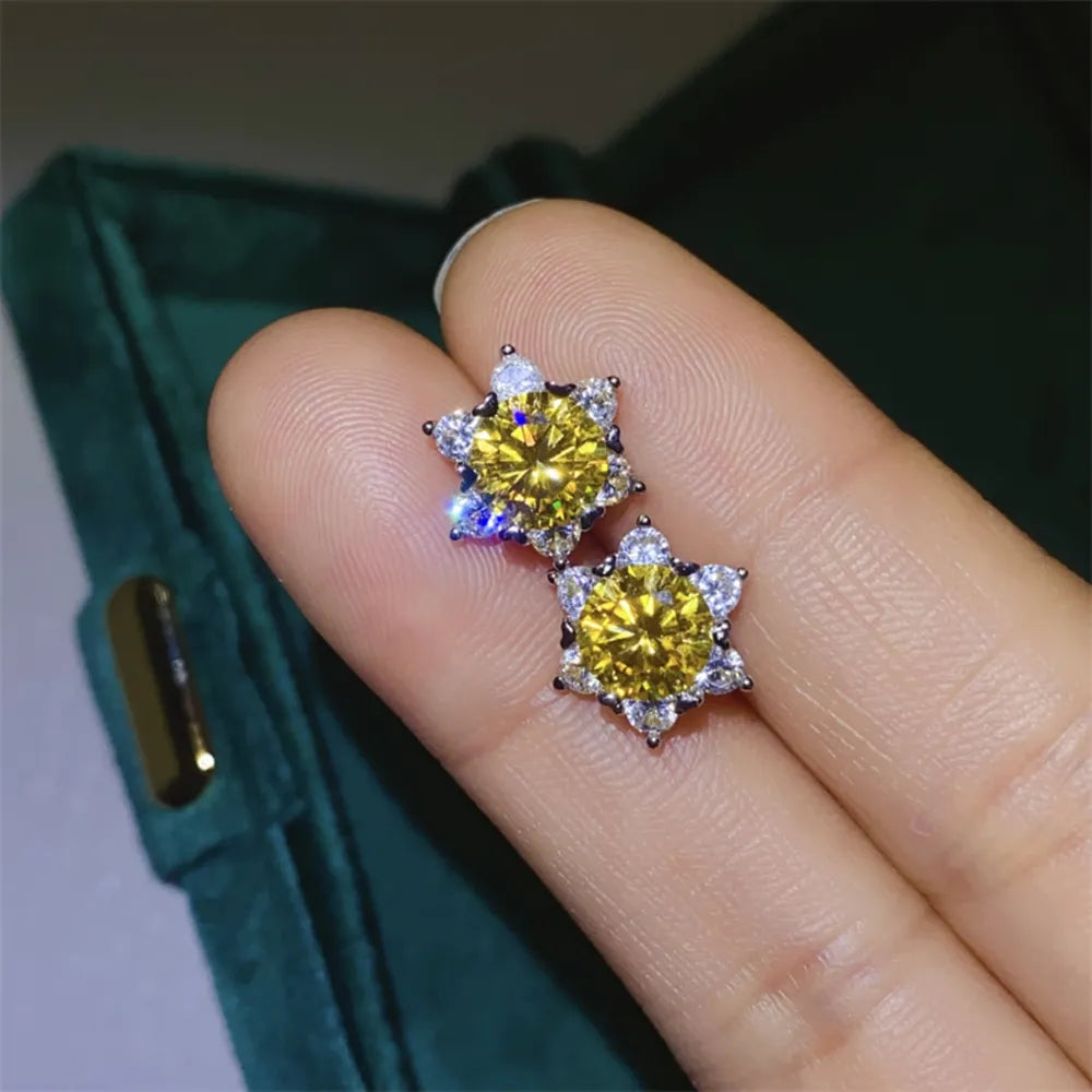 2 Carat Moissanite Sterling Silver Stud Earrings - alternate earring view