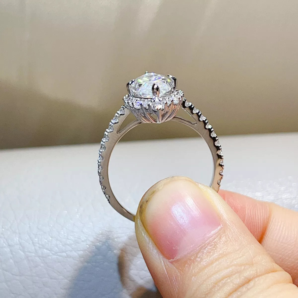 3 Carat Sterling Silver Moissanite Ring in Silver - women's ring