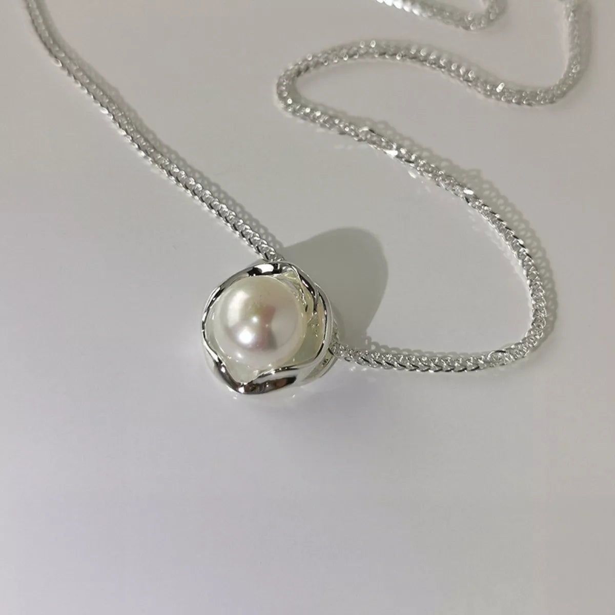 Sterling Silver Pearl Pendant Necklace - alternate necklace view