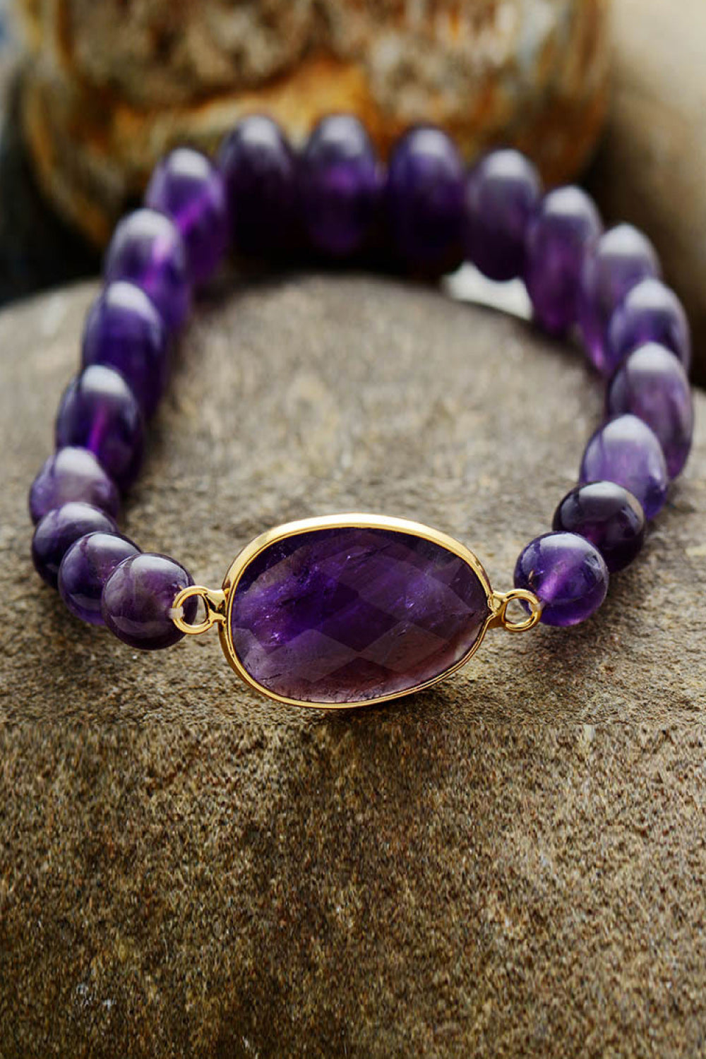 Handmade Amethyst Beaded Bracelet in Violet - women's beaded bracelet