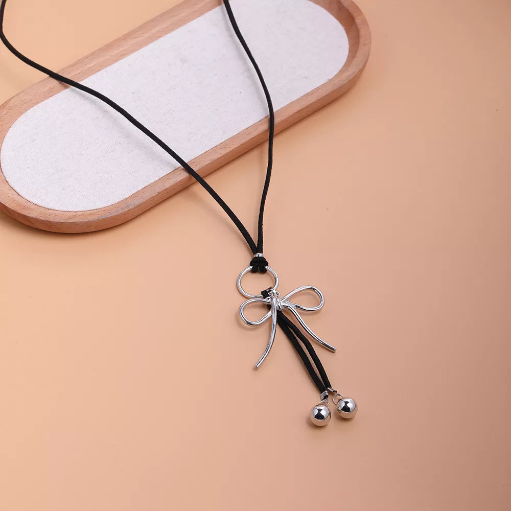 Elegant Bow Pendant Necklace - alternate necklace view