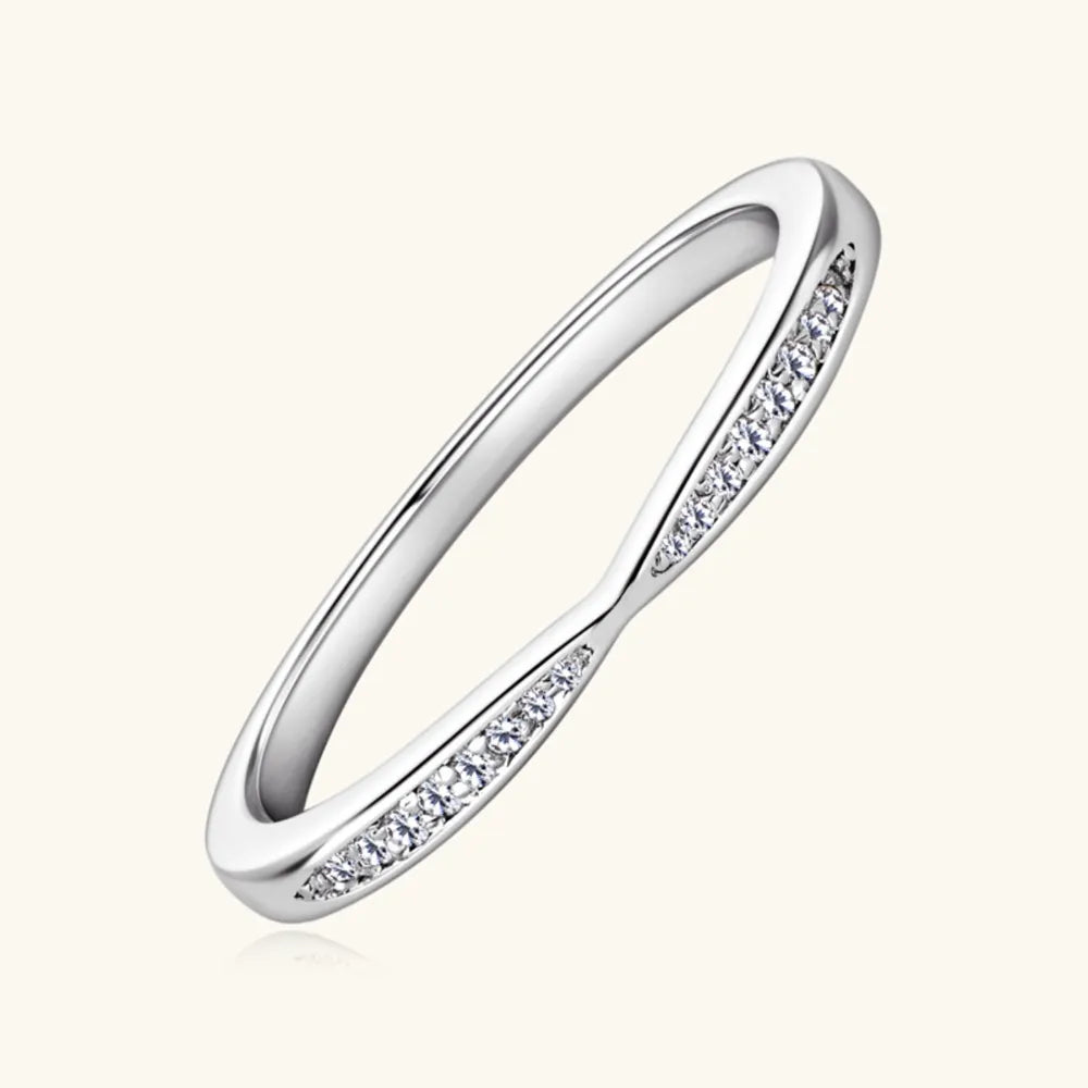 Sterling Silver Inlaid Moissanite Ring in Silver - women's ring