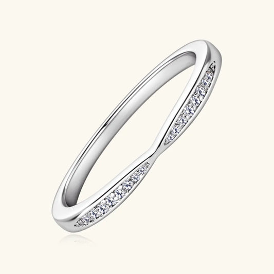 Sterling Silver Inlaid Moissanite Ring in Silver - women's ring