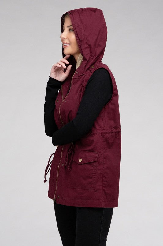 Drawstring Hoodie Vest