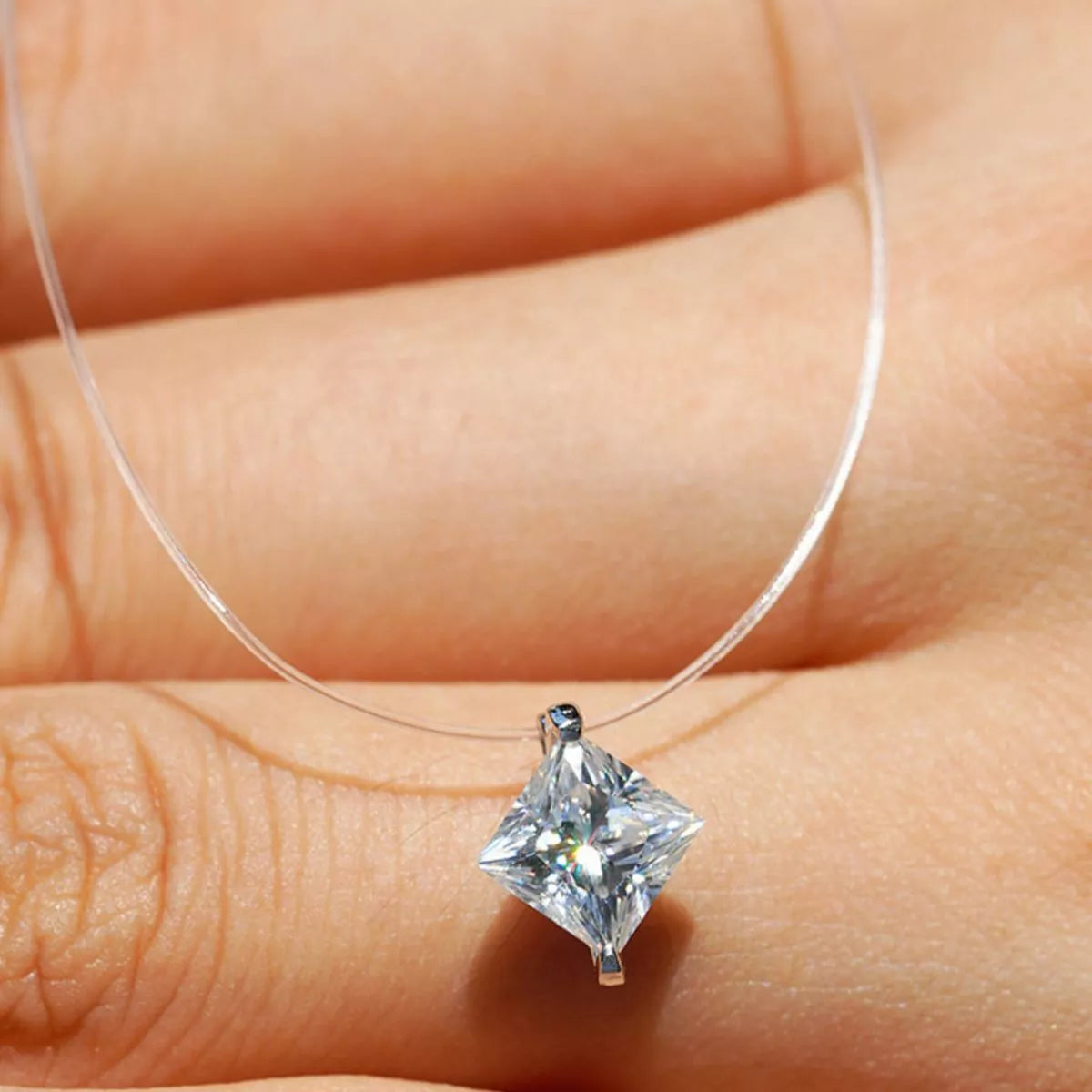 1 Carat Moissanite Sterling Silver Pendant Necklace - alternate necklace view