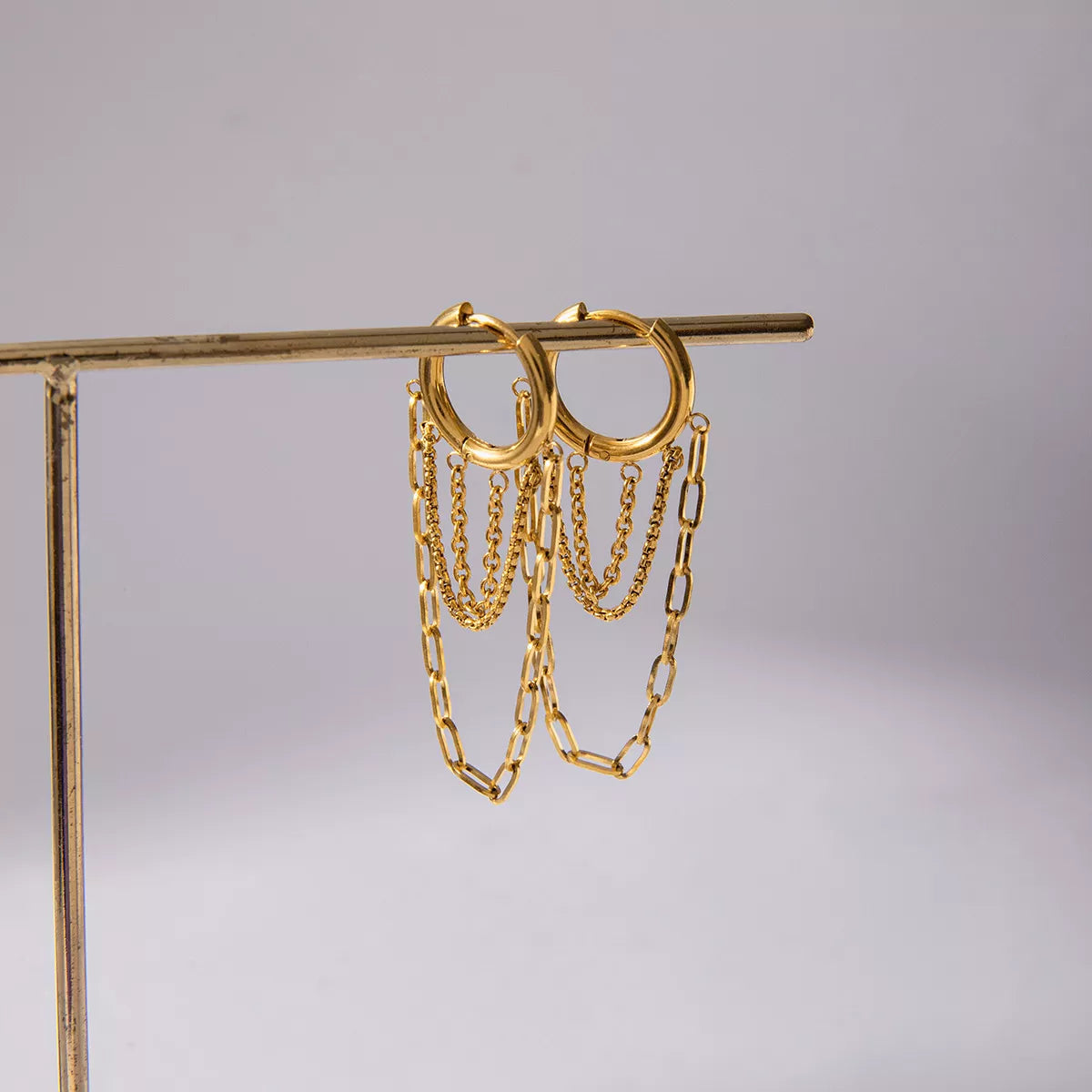 18K Gold-Plated Chain Hoop Earrings - alternate earring view