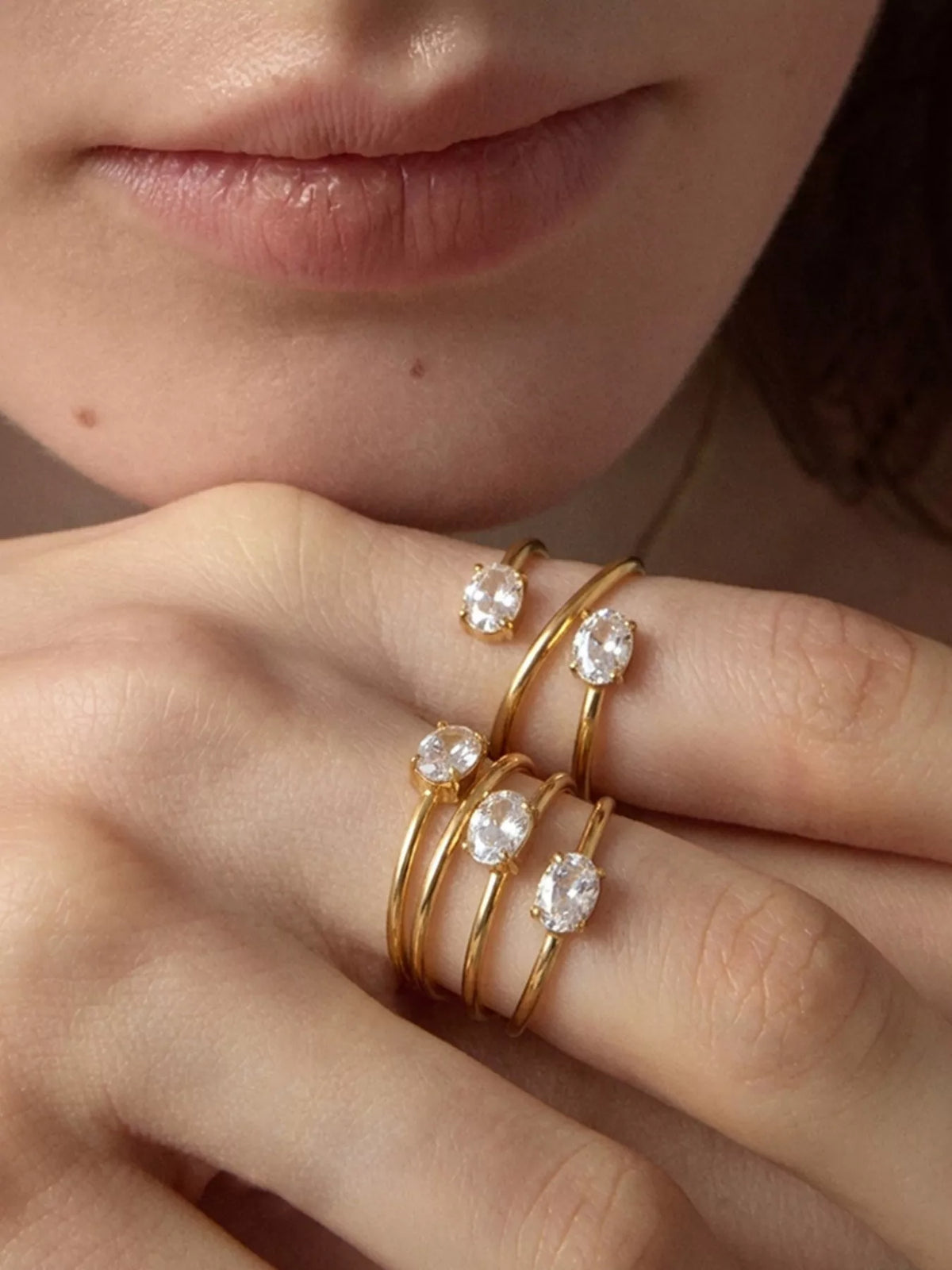 Triple-Layer Oval Open Ring - alternate ring view