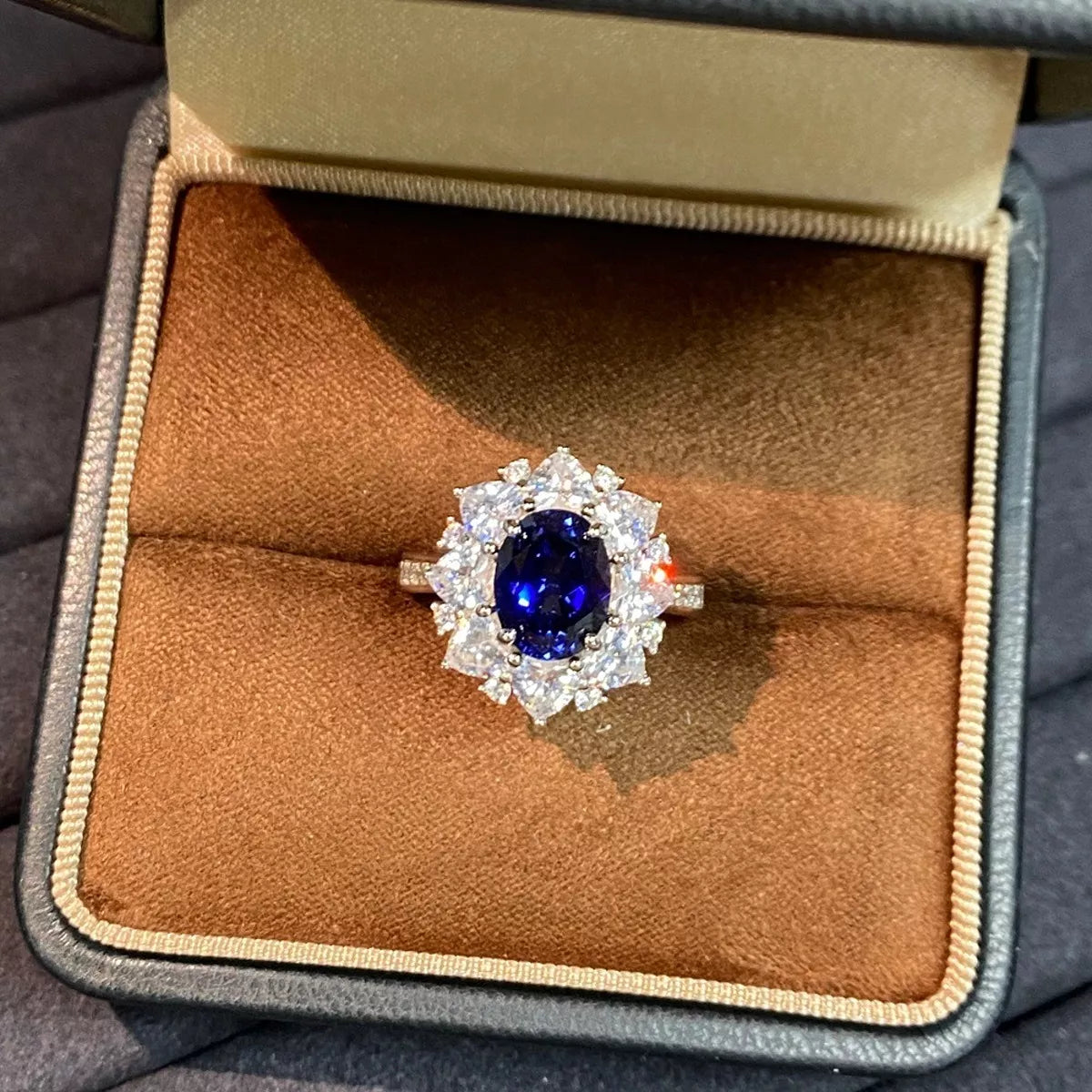 Sterling Silver Oval Royal Blue Sapphire Ring in Blue - women's ring