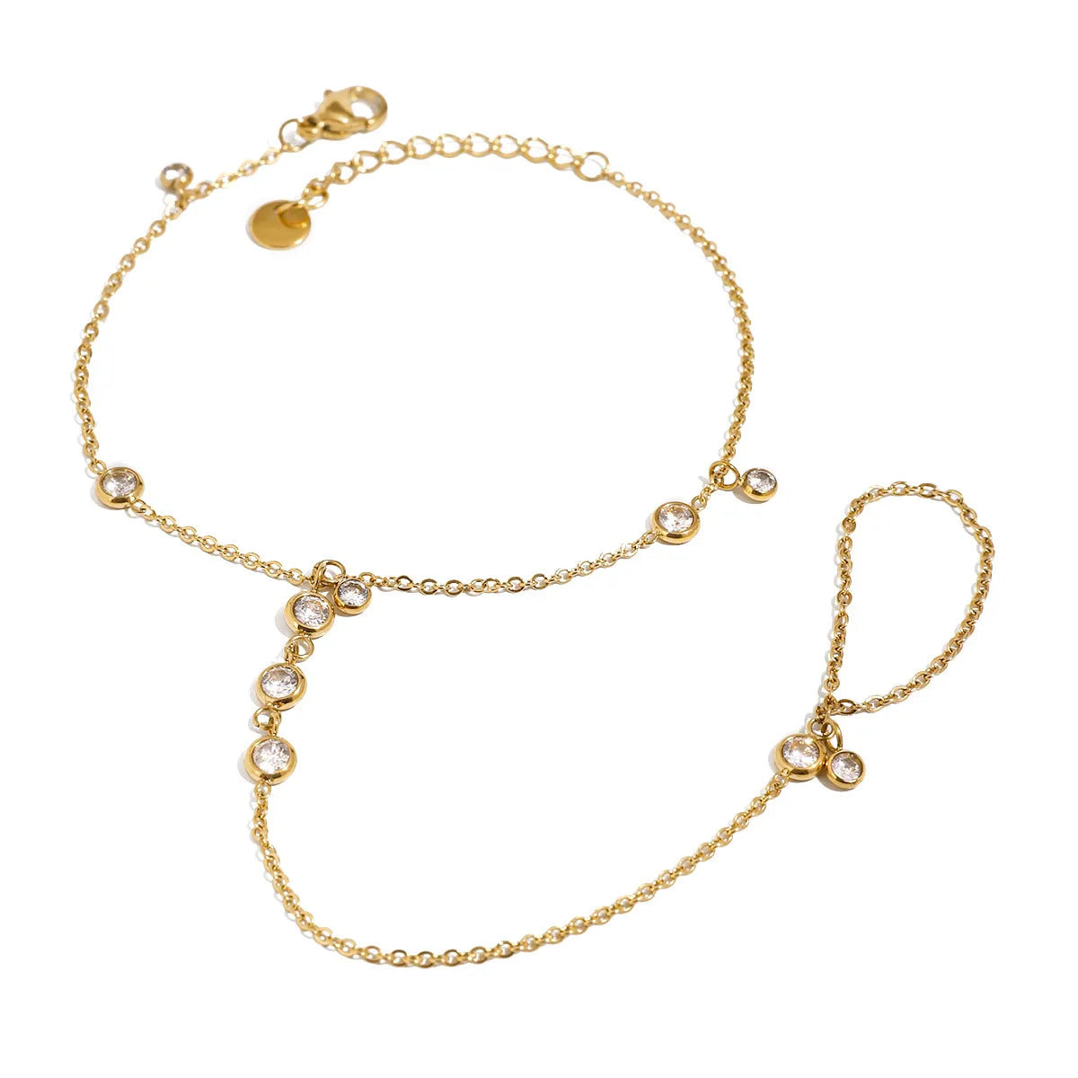 18K Gold-Plated Inlaid Rhinestone Chain Bracelet - alternate jewelry view