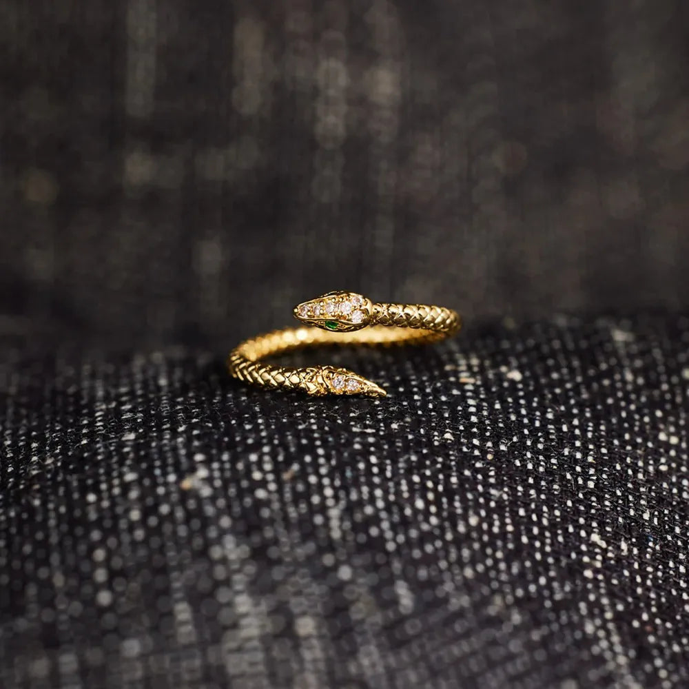 Snake Shape 18K Gold-Plated Bypass Ring - alternate ring view