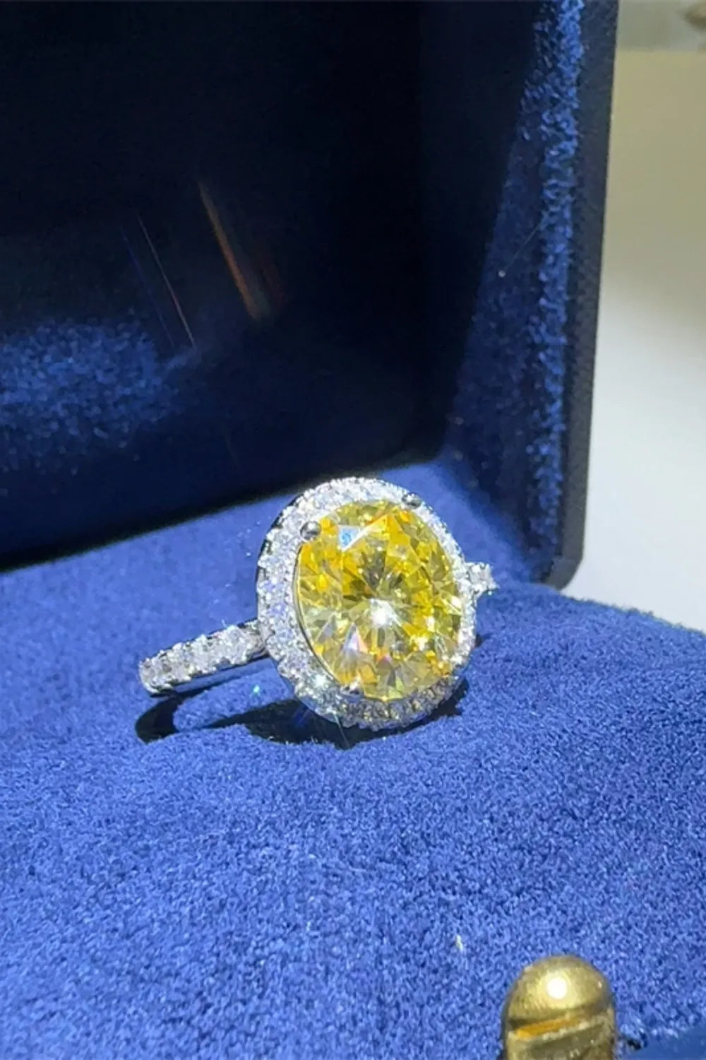 3 Carat Moissanite Sterling Silver Ring in Yellow - women's ring