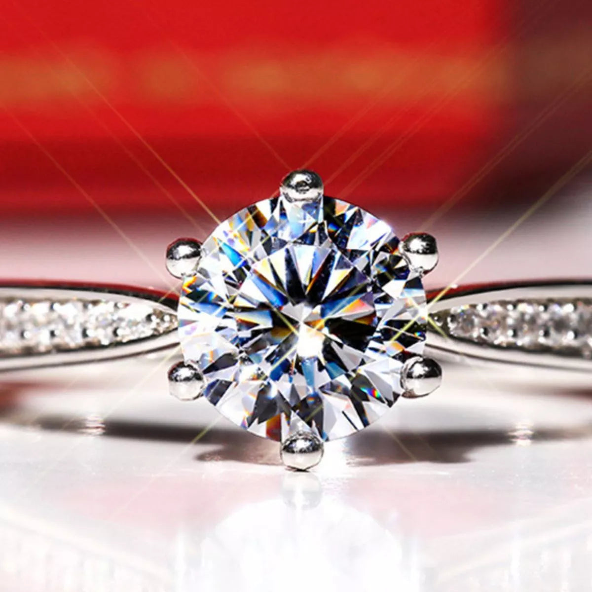 3 Carat Moissanite Sterling Silver Ring - alternate ring view