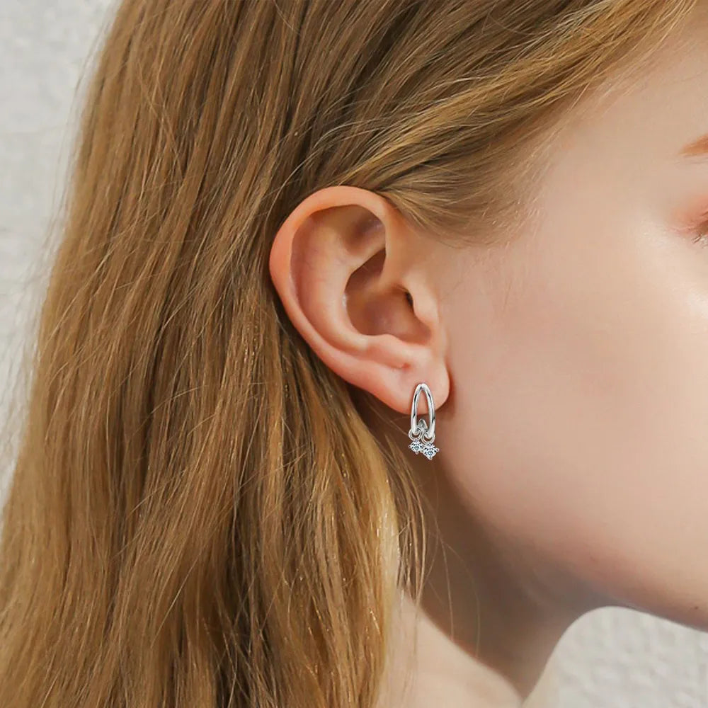 Sterling Silver Moissanite C-Hoop Earrings in Gold - women's hoop earrings