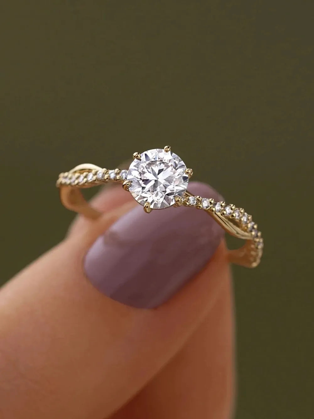 Sterling Silver Inlaid Zircon Ring in Gold - women's ring