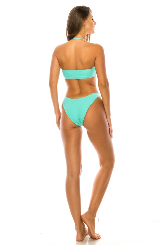 Twist-Front Halter Bikini Set