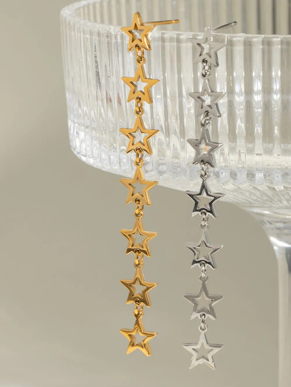 Stainless Steel Cutout Star Earrings in Gold - women's earrings