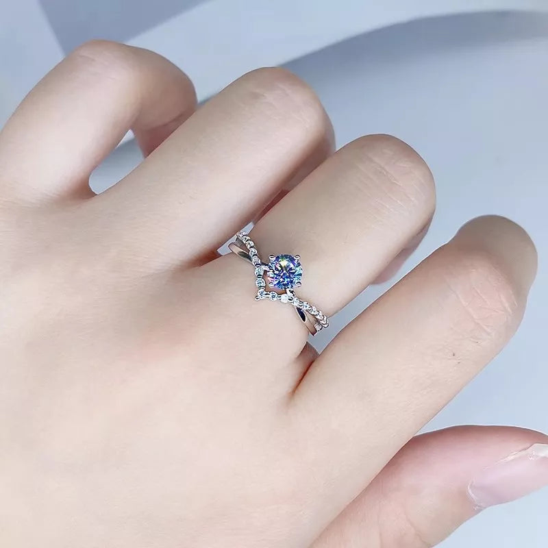 Moissanite Sterling Silver Ring in Silver - women's ring