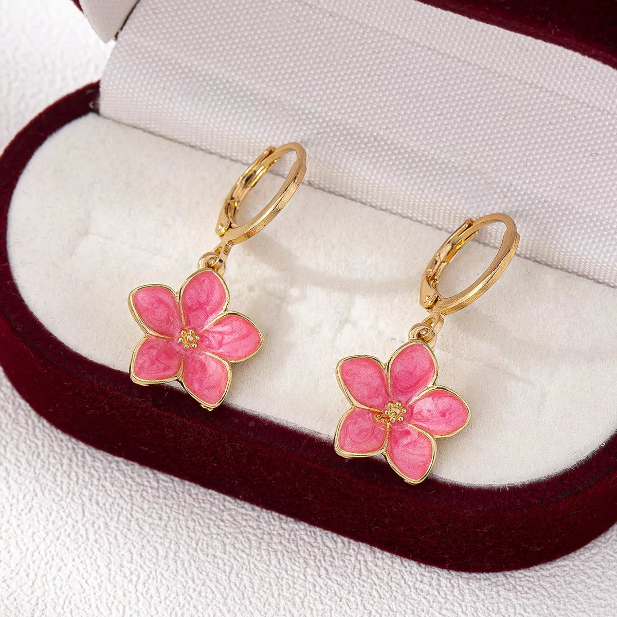 4 Piece Colorful Flower Drop Earrings - alternate earring view