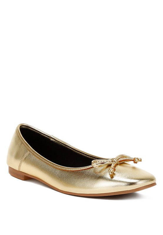 Bow Detail Metallic Ballerinas