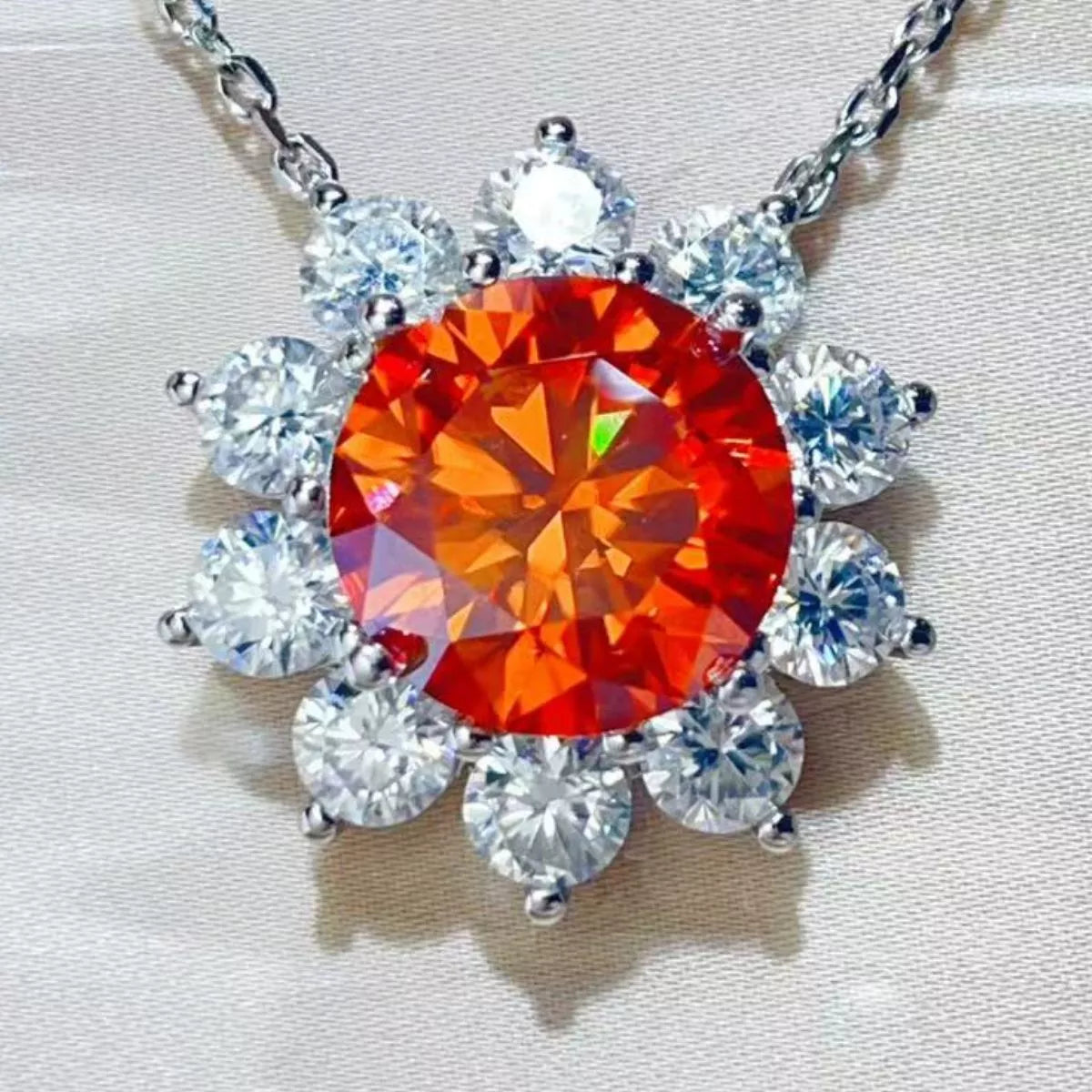 5 Carat Moissanite Sterling Silver Pendant Necklace - alternate necklace view