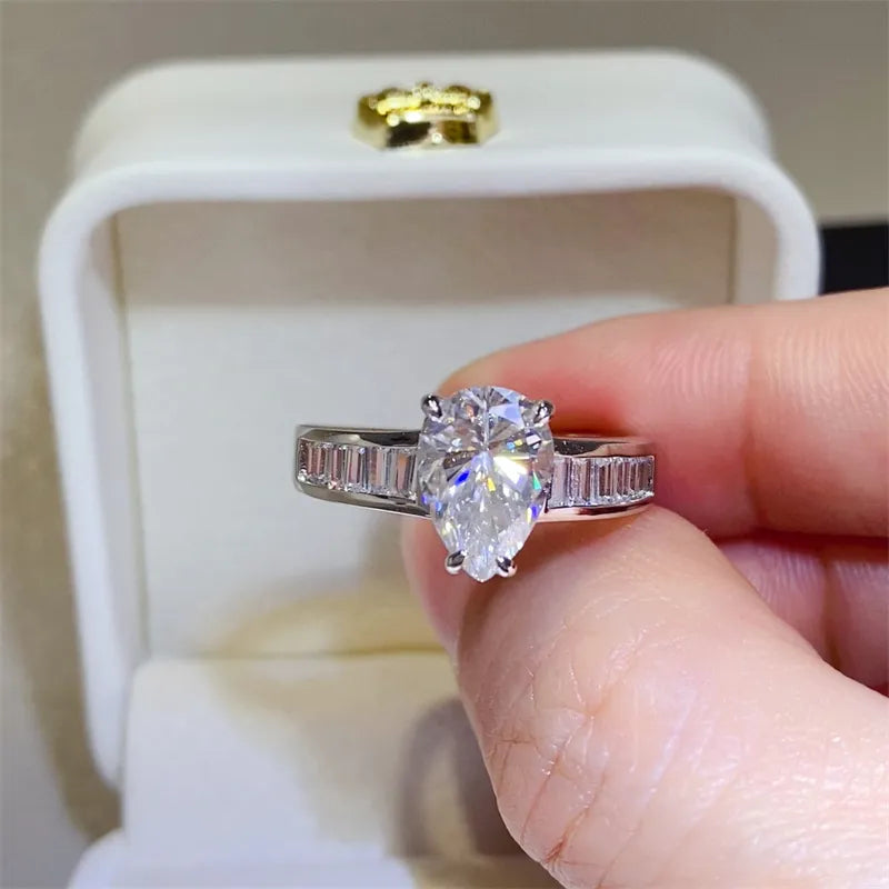 3 Carat Moissanite Sterling Silver Ring in Silver - women's ring