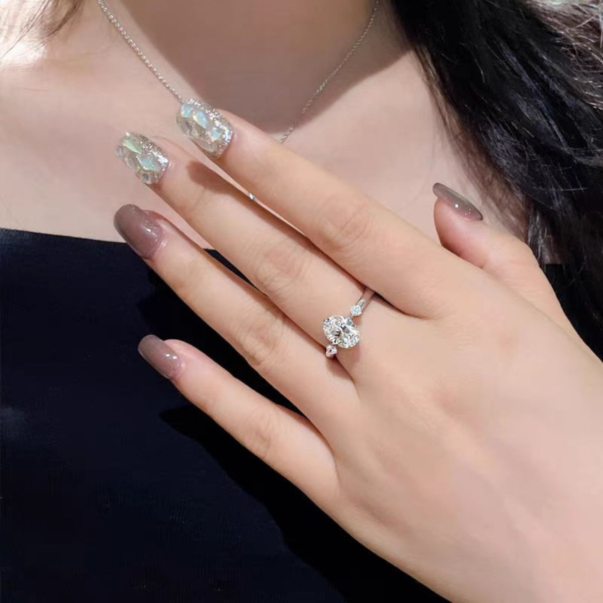 2 Carat Moissanite Sterling Silver Ring in Gold - women's ring