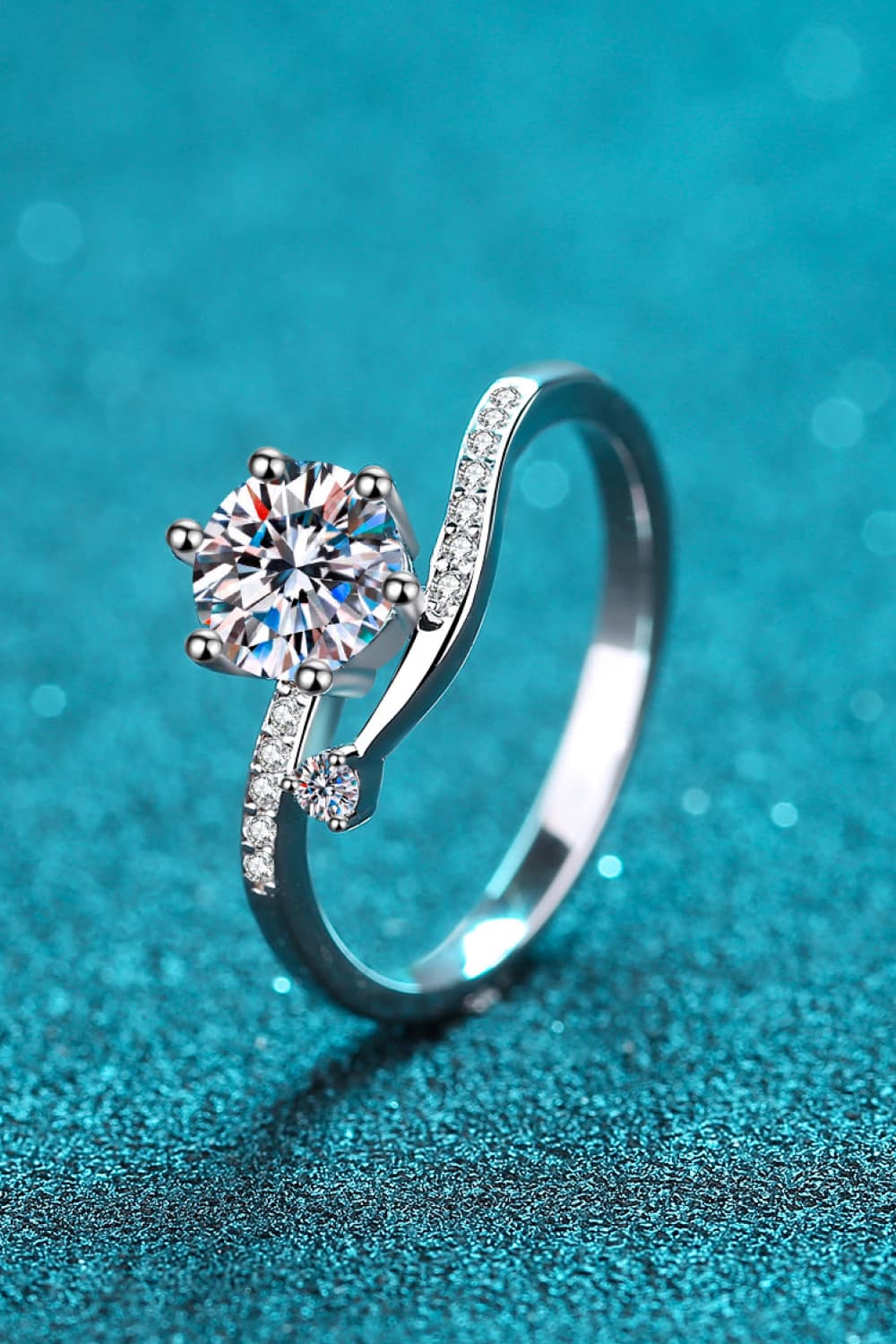 1 Carat Moissanite Sterling Silver Bypass Ring in Silver - women's ring