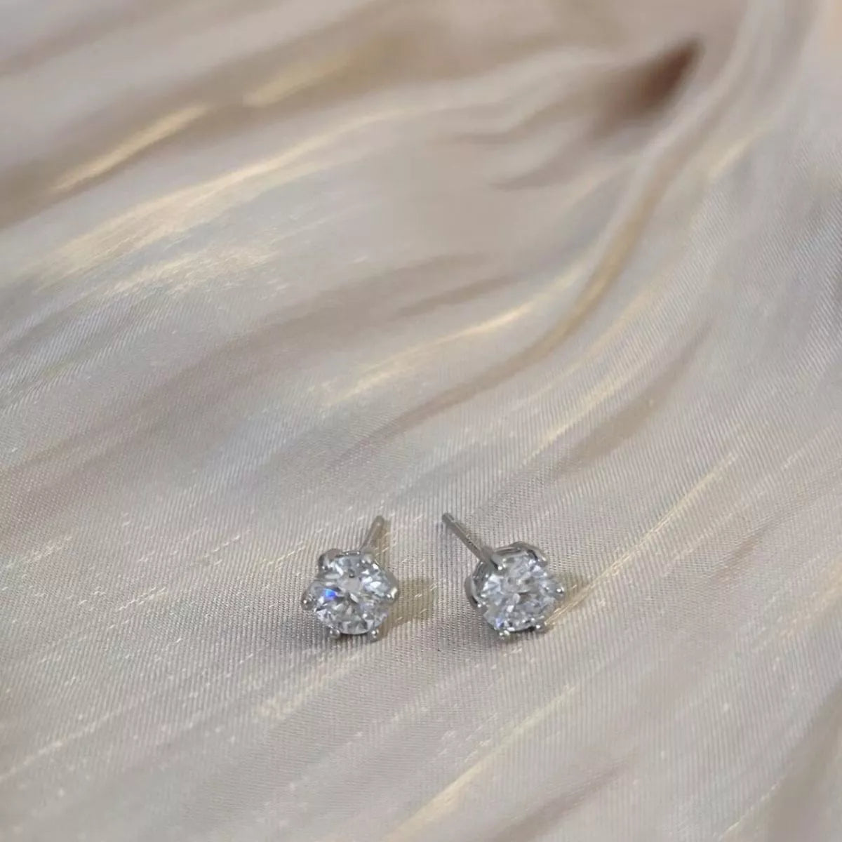 2 Carat Sterling Silver Moissanite Stud Earrings - alternate earring view