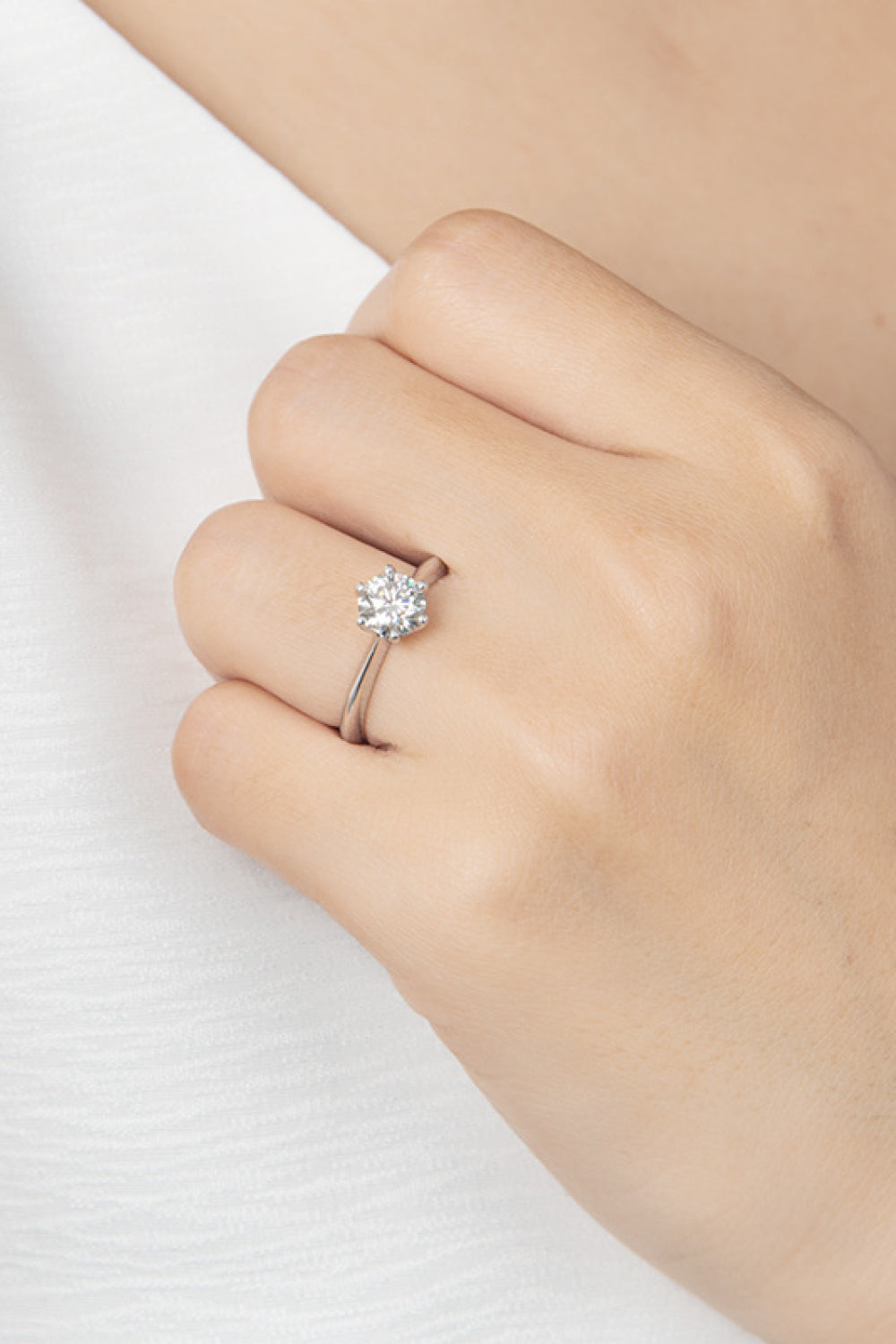 Wonderful Life 1 Carat Moissanite Platinum-Plated Ring in Silver - women's ring